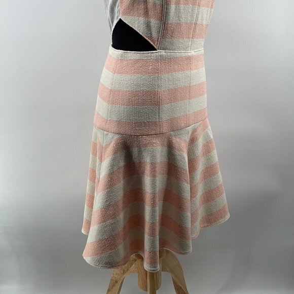 Tibi Revolve Blanket Stripe Dress In Pale Blush Linen Blend Preppy Barbie Sz 4 - Picture 12 of 15